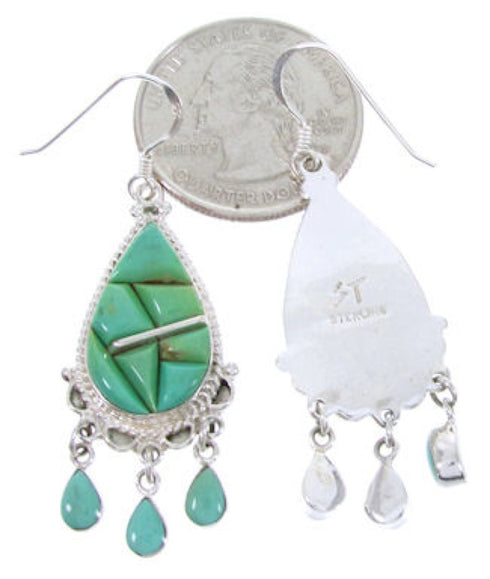 Turquoise Southwest Sterling Silver Hook Dangle Earrings MW66586