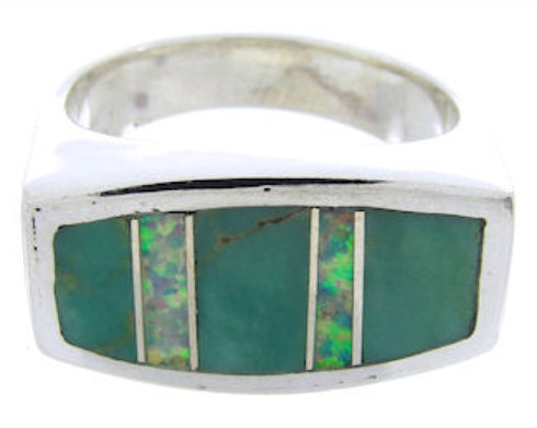 Southwest Sterling Silver Turquoise And Opal Ring Size 7-1/2 IS68066