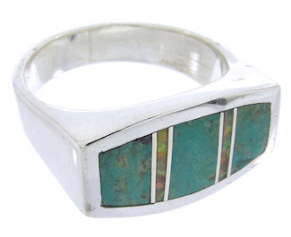 Turquoise And Opal Sterling Silver Southwest Ring Size 6 IS68110