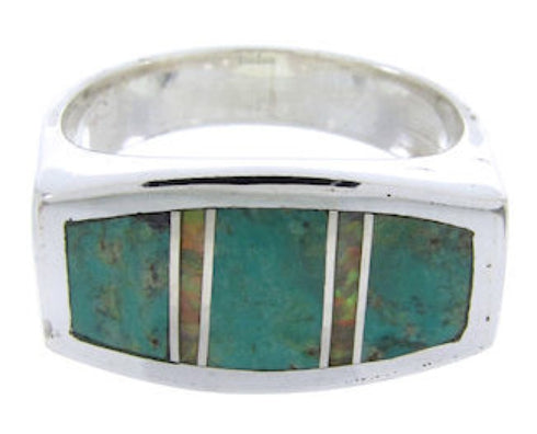 Turquoise And Opal Sterling Silver Southwest Ring Size 6 IS68110