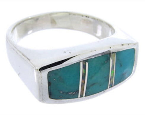 Southwest Turquoise Opal Sterling Silver Ring Size 4-1/2 IS68186