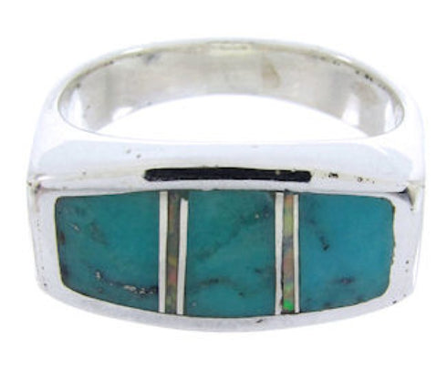 Southwest Turquoise Opal Sterling Silver Ring Size 4-1/2 IS68186