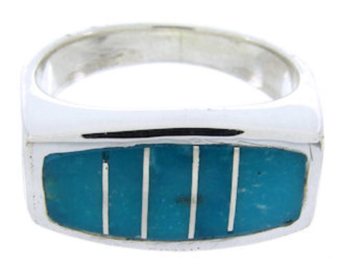 Turquoise Southwestern Sterling Silver Ring Size 7-1/4 IS68210