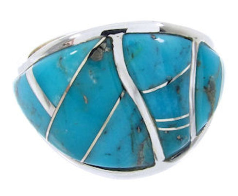 Silver Turquoise Southwest Inlay Jewelry Ring Size 4-3/4 YS68786