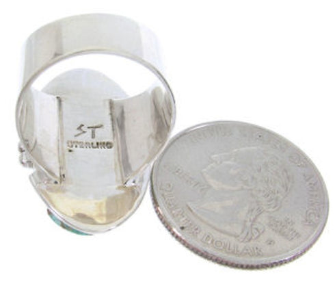 Turquoise Inlay And Silver Ring Size 8-3/4 YS68842