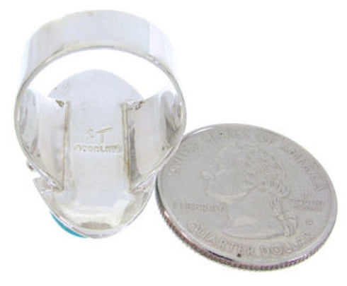 Turquoise Inlay Sterling Silver Jewelry Ring Size 8-1/2 FX93602