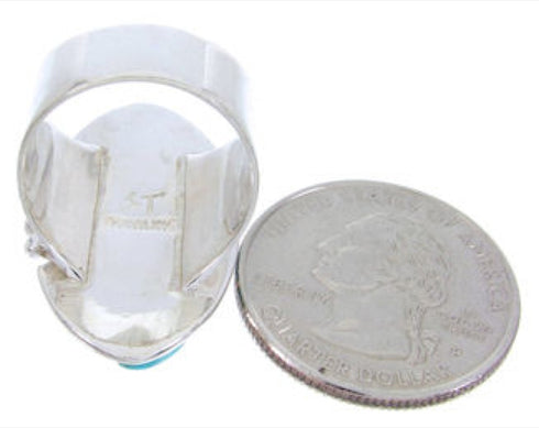 Sterling Silver Southwest And Turquoise Inlay Ring Size 8-1/2 YS68826