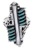 Southwest Turquoise Needlepoint Silver Jewelry Ring Size 8-1/2 BW67942