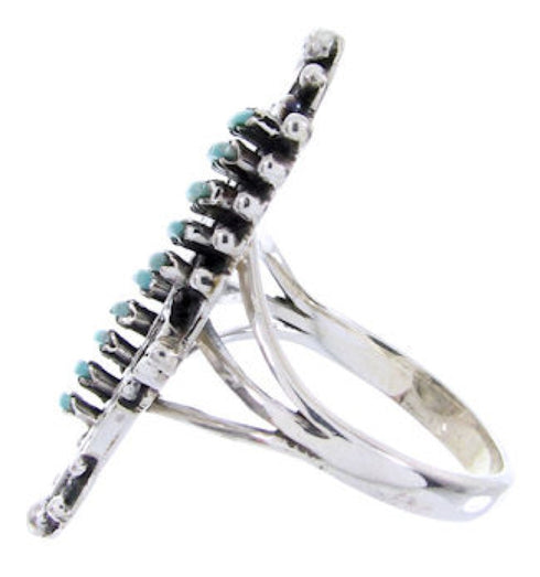 Southwest Turquoise Silver Jewelry Needlepoint Ring Size 6-1/4 BW67951