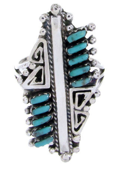 Sterling Silver Turquoise Southwestern Needlepoint Ring Size 7 BW68013