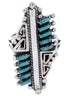 Silver And Turquoise Needlepoint Southwest Ring Size 6-3/4 BW68015