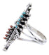 Turquoise And Coral Needlepoint Silver Ring Size 5-1/2 BW68083
