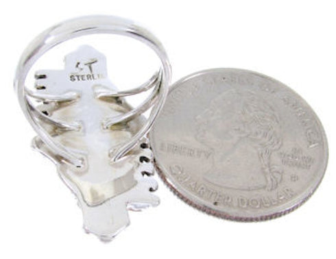 Sterling Silver Turquoise Coral Needlepoint Ring Size 8-1/4 BW68080