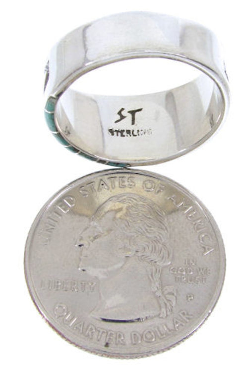 Sterling Silver Southwest Turquoise Inlay Ring Size 8-1/4 BW68269