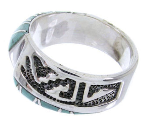 Silver Turquoise Inlay Southwestern Ring Size 6-1/4 BW68281