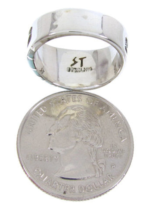 Silver Turquoise Inlay Southwestern Ring Size 6-1/4 BW68281