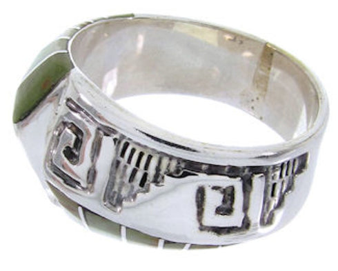 Southwest Silver Turquoise Inlay Jewelry Ring Size 6-1/4 BW68309