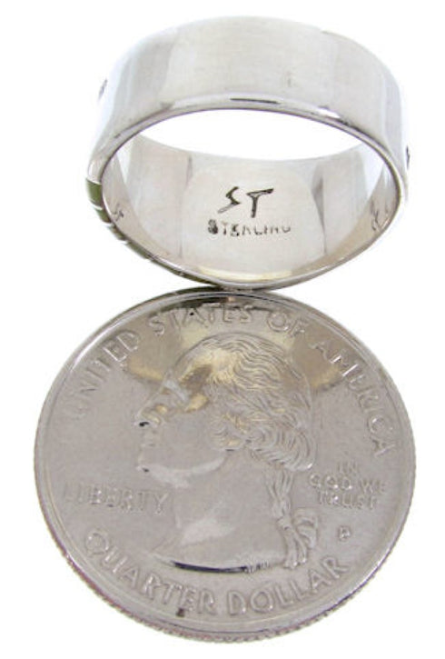 Southwest Silver Turquoise Inlay Jewelry Ring Size 6-1/4 BW68309