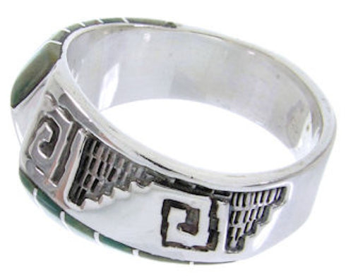 Southwestern Silver Turquoise Inlay Ring Size 7-3/4 BW68338