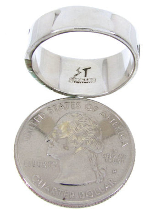 Genuine Sterling Silver Southwest Turquoise Inlay Ring Size 5 BW68359