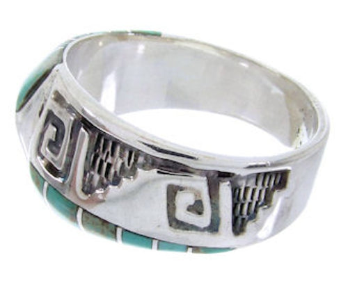 Southwest Turquoise Inlay Jewelry Ring Size 8-1/4 BW68364