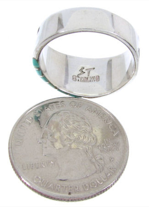 Southwest Turquoise Inlay Jewelry Ring Size 8-1/4 BW68364