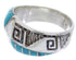 Southwest Inlay Turquoise Silver Ring Size 7-1/2 BW68370