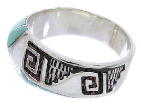 Southwest Sterling Silver Turquoise Inlay Ring Size 5-1/4 BW68374