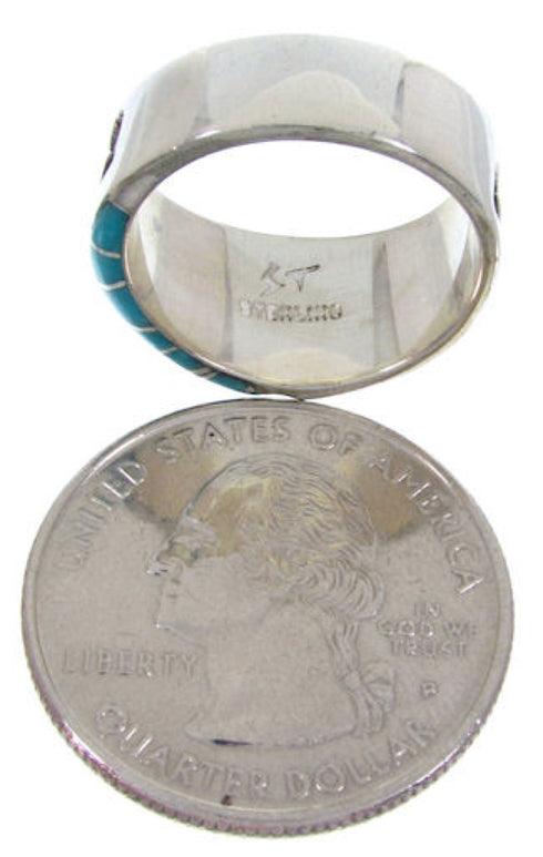 Turquoise Inlay Southwest Jewelry Ring Size 8-1/4 BW68396
