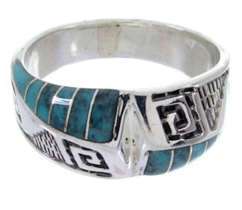 Southwestern Sterling Silver Turquoise Inlay Ring Size 6-1/4 BW68402