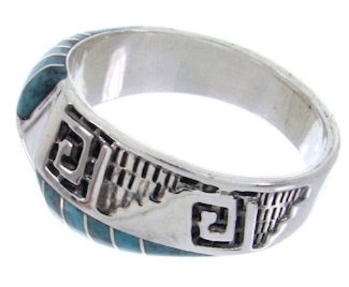 Southwestern Sterling Silver Turquoise Inlay Ring Size 6-1/4 BW68402