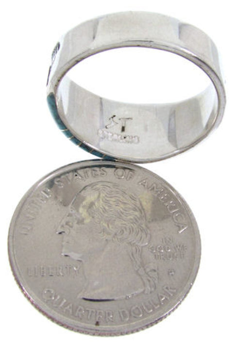 Southwestern Sterling Silver Turquoise Inlay Ring Size 6-1/4 BW68402