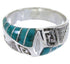 Southwestern Inlay Turquoise Silver Jewelry Ring Size 6-1/4 BW68408