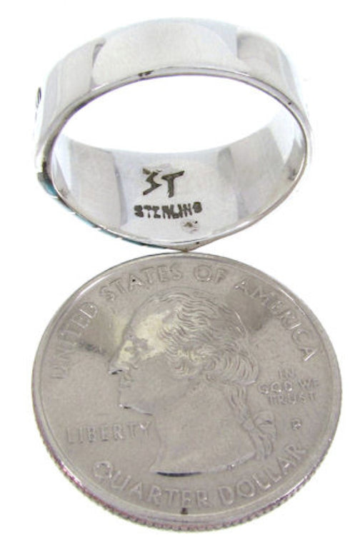 Southwestern Inlay Turquoise Silver Jewelry Ring Size 6-1/4 BW68408