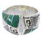 Turquoise Silver Southwestern Inlay Jewelry Ring Size 5-3/4 BW68421