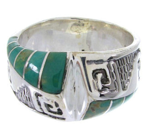 Sterling Silver Turquoise Southwest Inlay Ring Size 8-3/4 BW68424