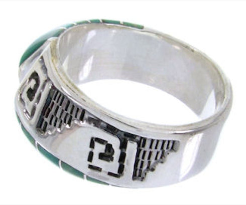 Turquoise Silver Southwestern Inlay Jewelry Ring Size 5-3/4 BW68421