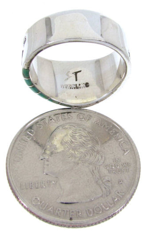 Turquoise Silver Southwestern Inlay Jewelry Ring Size 5-3/4 BW68421