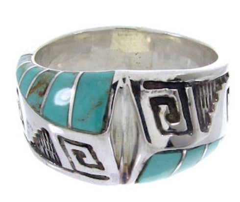 Silver And Turquoise Inlay Southwestern Ring Size 6-1/4 BW68438