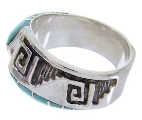 Silver And Turquoise Inlay Southwestern Ring Size 6-1/4 BW68438