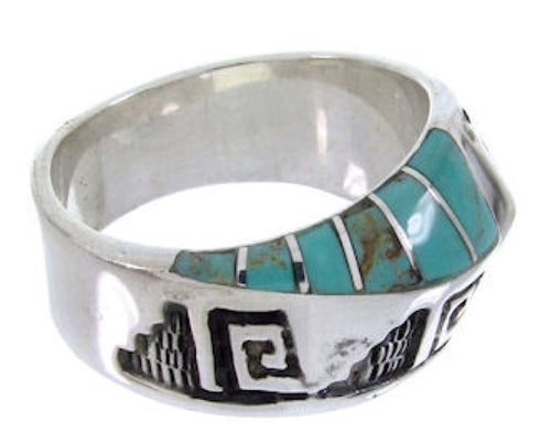 Silver And Turquoise Inlay Southwestern Ring Size 6-1/4 BW68438