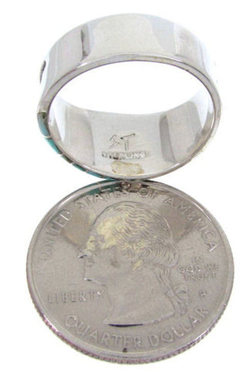 Silver And Turquoise Inlay Southwestern Ring Size 6-1/4 BW68438