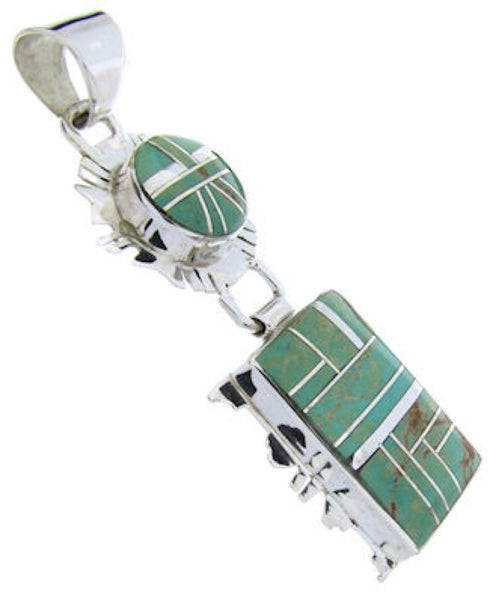 Southwest Sterling Silver Jewelry Turquoise Inlay Pendant MW67790