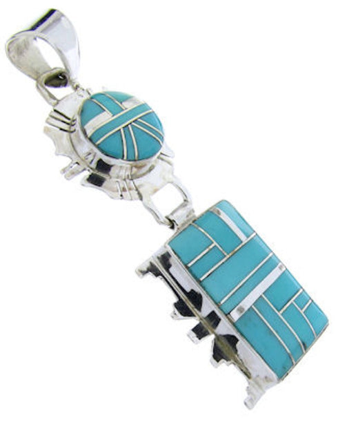 Southwest Jewelry Turquoise Inlay Silver Pendant MW67783