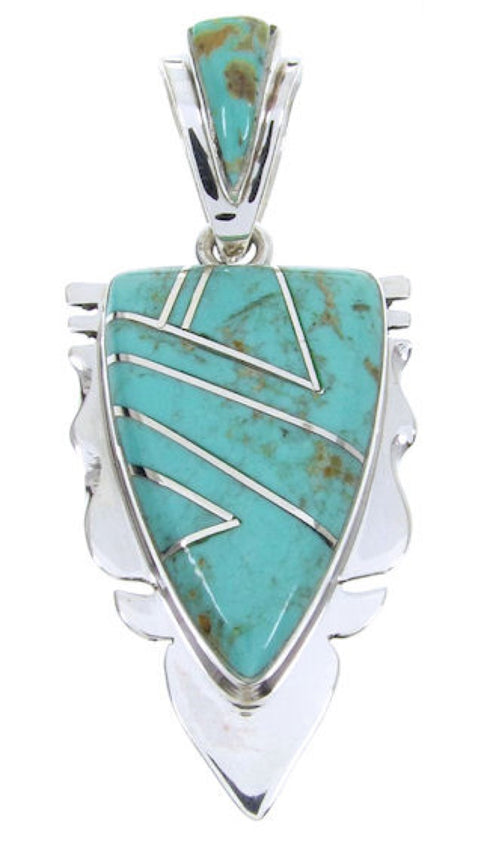 Southwest Turquoise Inlay Silver Pendant MW67774