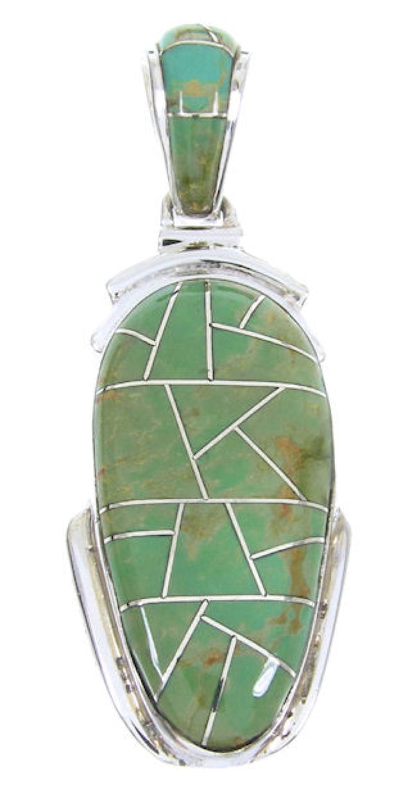 Turquoise Inlay Sterling Silver Southwest Pendant MW67731