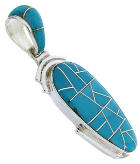 Southwest Jewelry Sterling Silver Turquoise Inlay Pendant MW67695