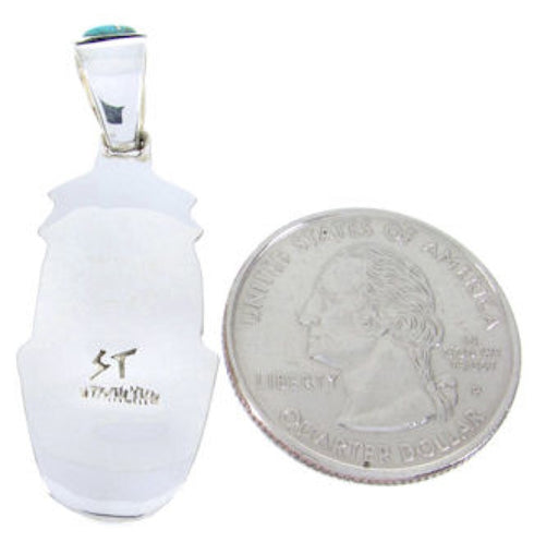 Southwest Jewelry Sterling Silver Turquoise Inlay Pendant MW67695