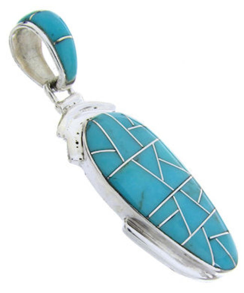 Southwest Sterling Silver Turquoise Inlay Pendant Jewelry MW67691