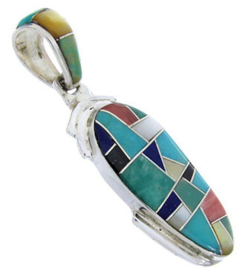 Multicolor Inlay Sterling Silver Jewelry Southwest Pendant MW67743